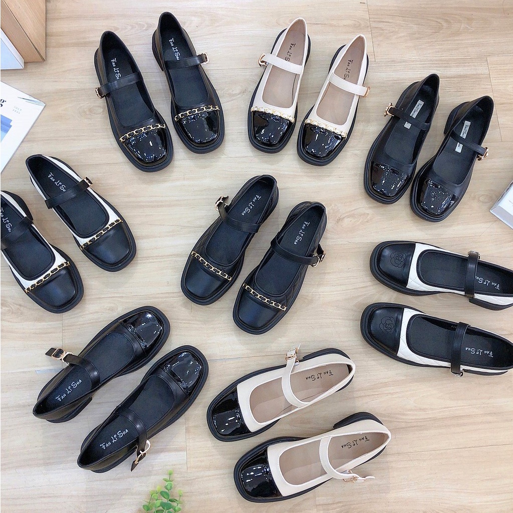 Giày Mary Jane - Giày búp bê FANLISHA Quai Ngang Trơn Xích Đế Độn 3p QCCC