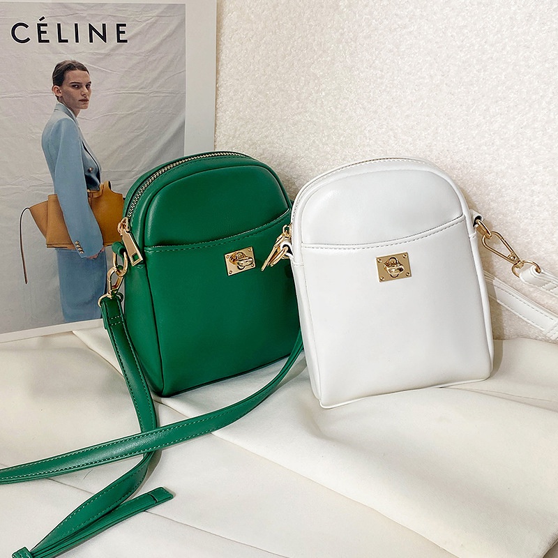 Túi Đeo Chéo mini Bằng Da Có Khóa Kéo Phong Cách Hàn Quốc Thời Trang Cho Nữ