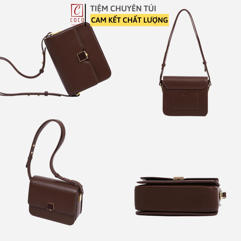 Túi xách nữ kẹp nác dáng vuông dây da khoá vuông thời trang cao cấp đi chơi đi làm, túi đeo chéo nữ TX052429 Coco Store