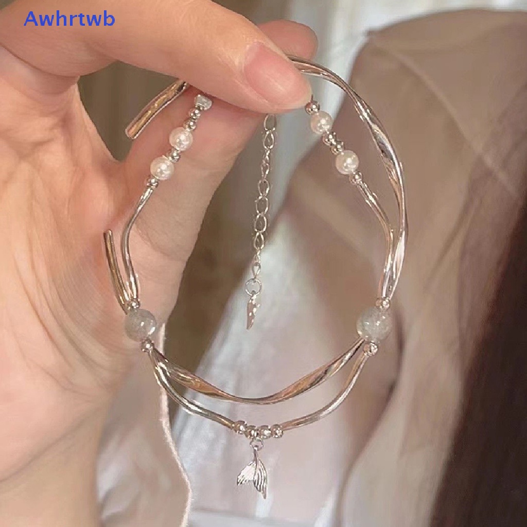 1 Bộ Vòng Tay Dạng Hở Mặt Hình Đuôi Cá Đơn Giản Thanh Lịch Có Thể Điều Chỉnh Cho Nữ Mới