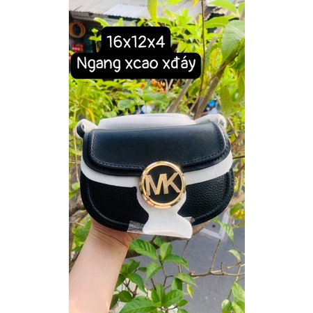 Túi đeo chéo logo MK nâu Michael Kors Fulton  size 16cm