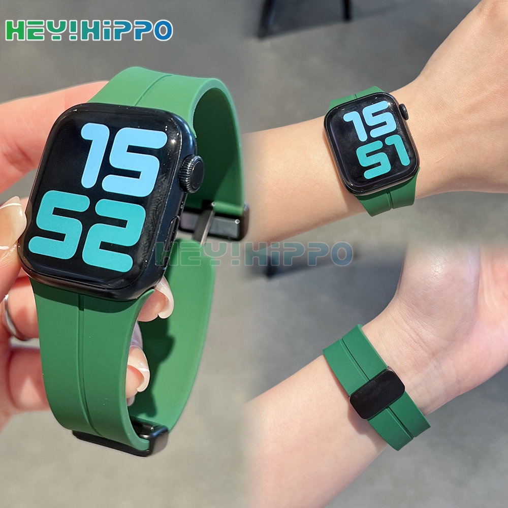 Dây Đeo silicone Khóa Nam Châm Cho iwatch ultra 49mm 8 7 se 6 5 4 3 45mm 41mm 40mm 44mm 42mm 38mm
