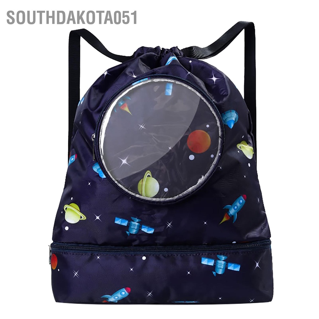 Southdakota051 Túi Bơi Họa Tiết Hoạt Hình Vải Oxford Chống Thấm Nước PVC Dây Đeo Vai Có Thể Điều Chỉnh Rút Ba Lô Đi Biển Cho Thao