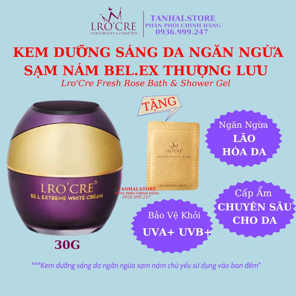 Kem dưỡng trằng ngừa lão hóa, mờ nám, tàn nhang Bel ex thuọng lưu, tặng mặt nạ dưỡng ẩm sáng da