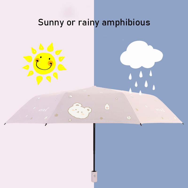 Dù Gấp 8 Khúc Bằng vinyl Chống Nắng Đa Năng Họa Tiết Dễ Thương