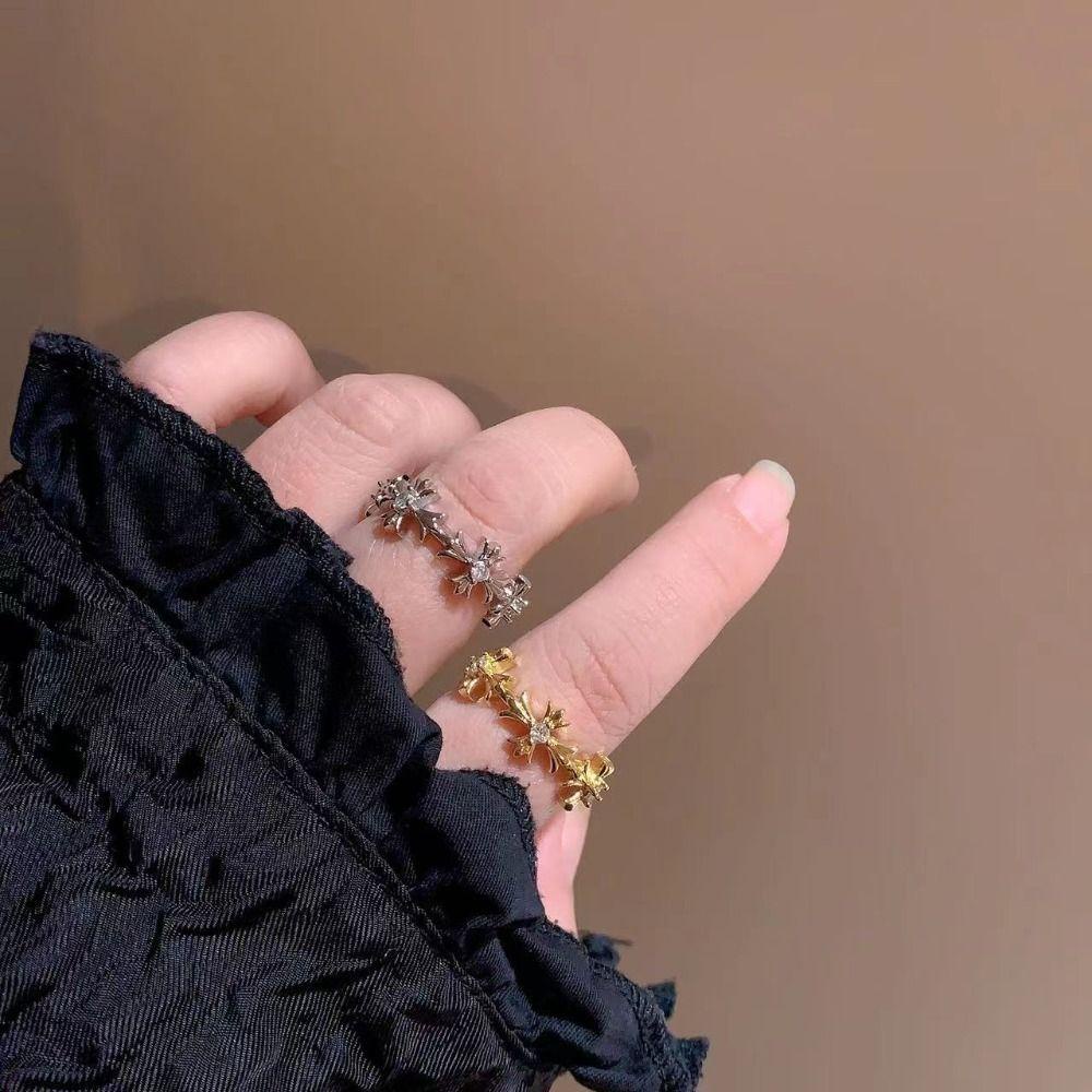 LOMBARD Nhẫn Đan Chéo Phong Cách Punk Hàn Quốc Cá Tính