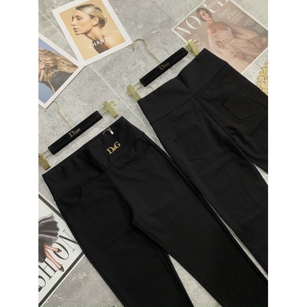 Quần Legging Cạp Cao 2 Túi &amp; 2 Túi Sau Quần Legging Nữ Chất Umi Hàn Co Giãn 4 Chiều Cạp Thêu Chữ Siêu Thoáng Mát Bền Màu