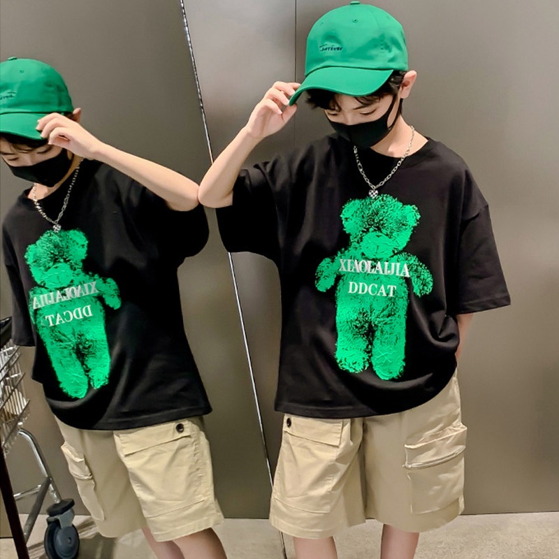 Áo Thun cotton Tay Ngắn Dáng Rộng Thời Trang Mùa Hè Cho Bé