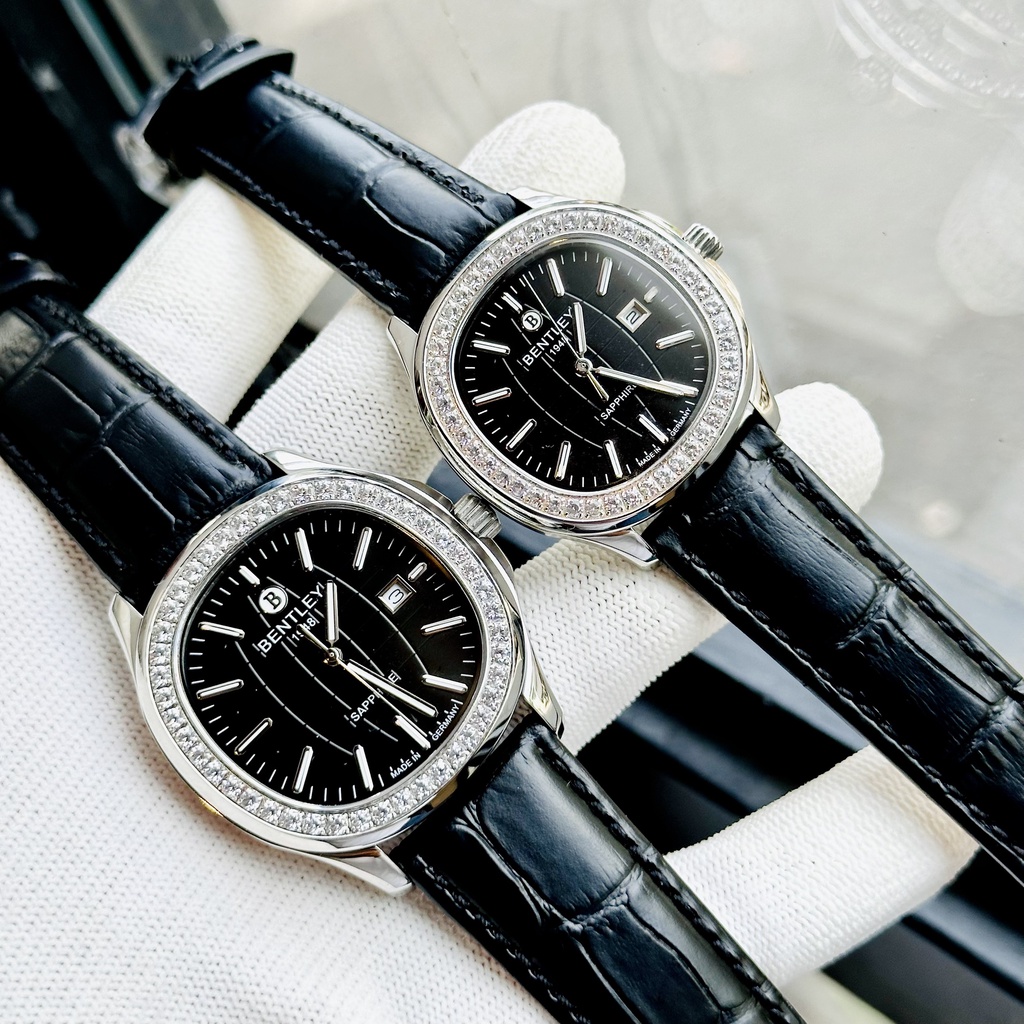 Đồng hồ đôi nam nữ dây da Bentley Nautilus BL1869 Black