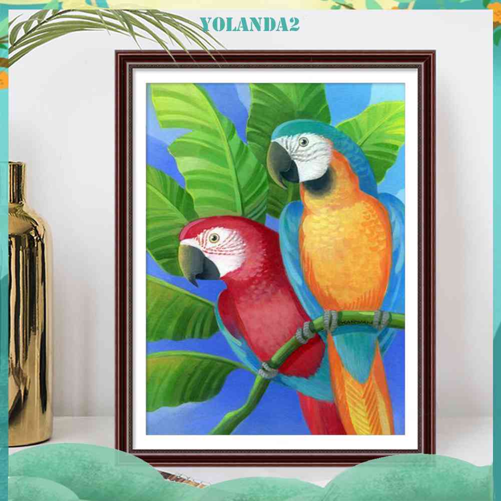 Tranh Đính Đá Kim Cương Toàn Bộ 5D DIY Hình Hai Chú Vẹt