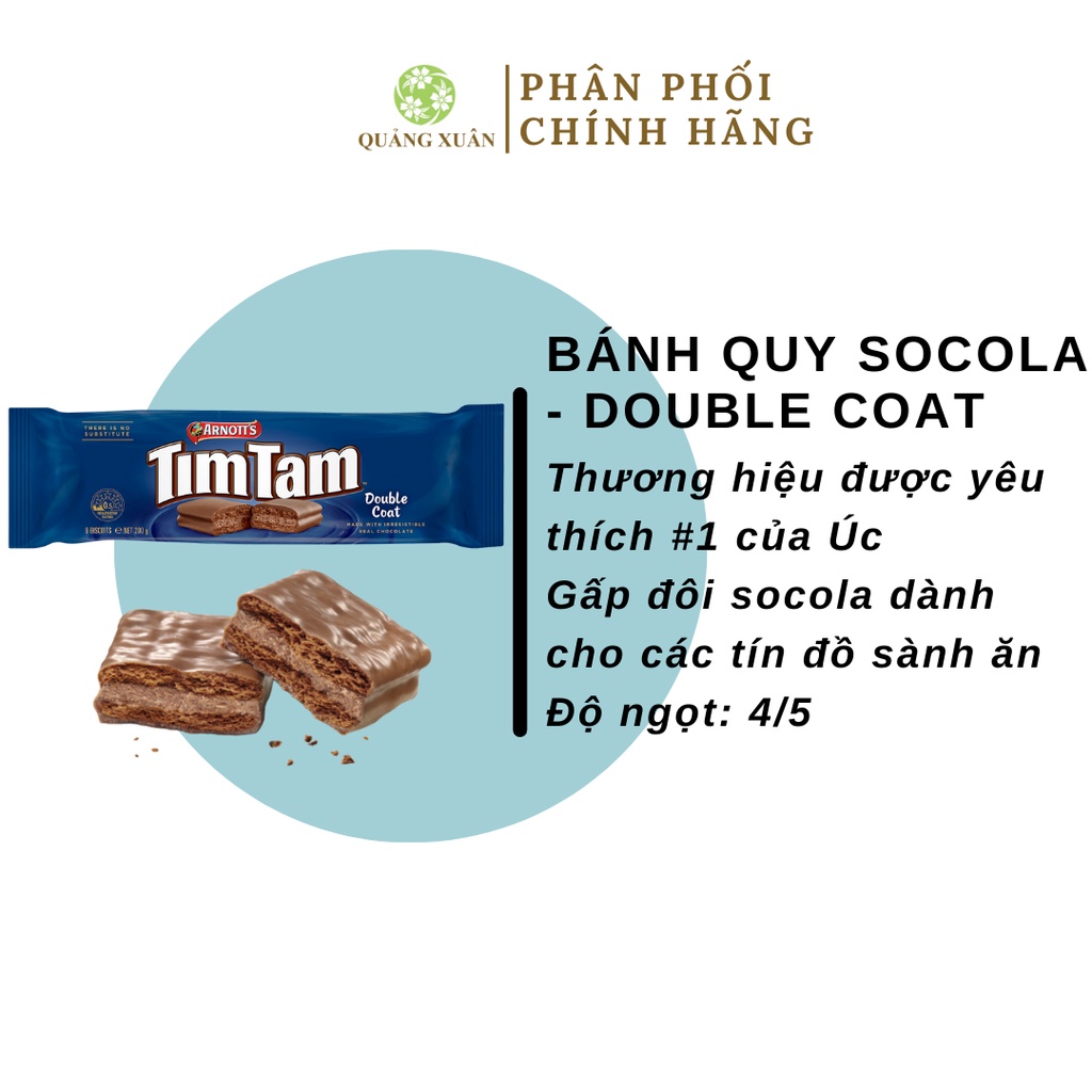 Bánh quy Tim Tam nhập Úc Double Coat gấp đôi Socola (9 cái) 200gr (HSD 13/12/2023)