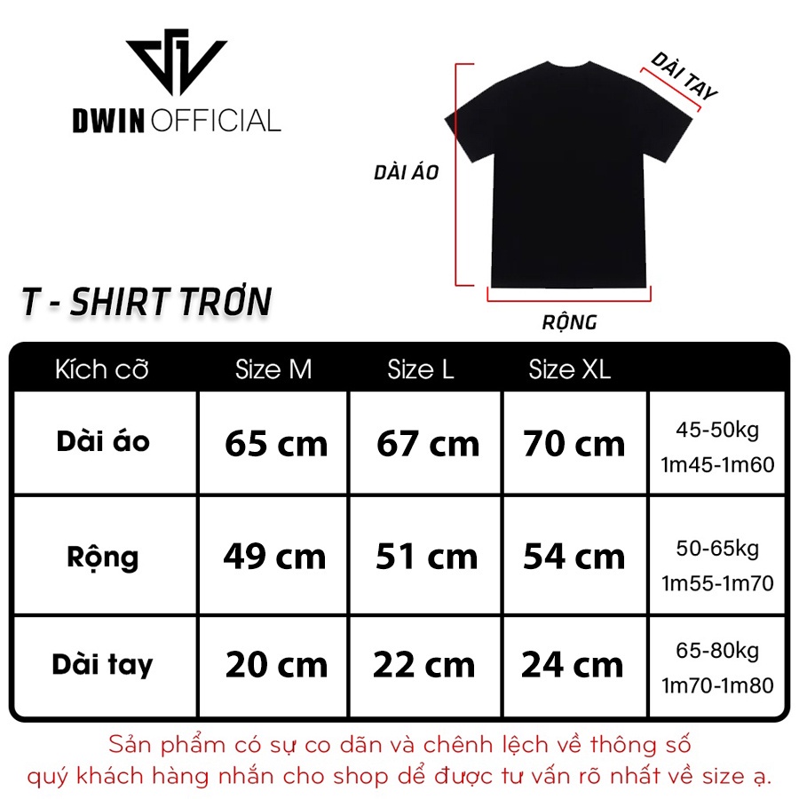 Áo thun unisex black T Shirt thời trang DWin basic tee phông trơn nam nữ tay lỡ oversize form rộng