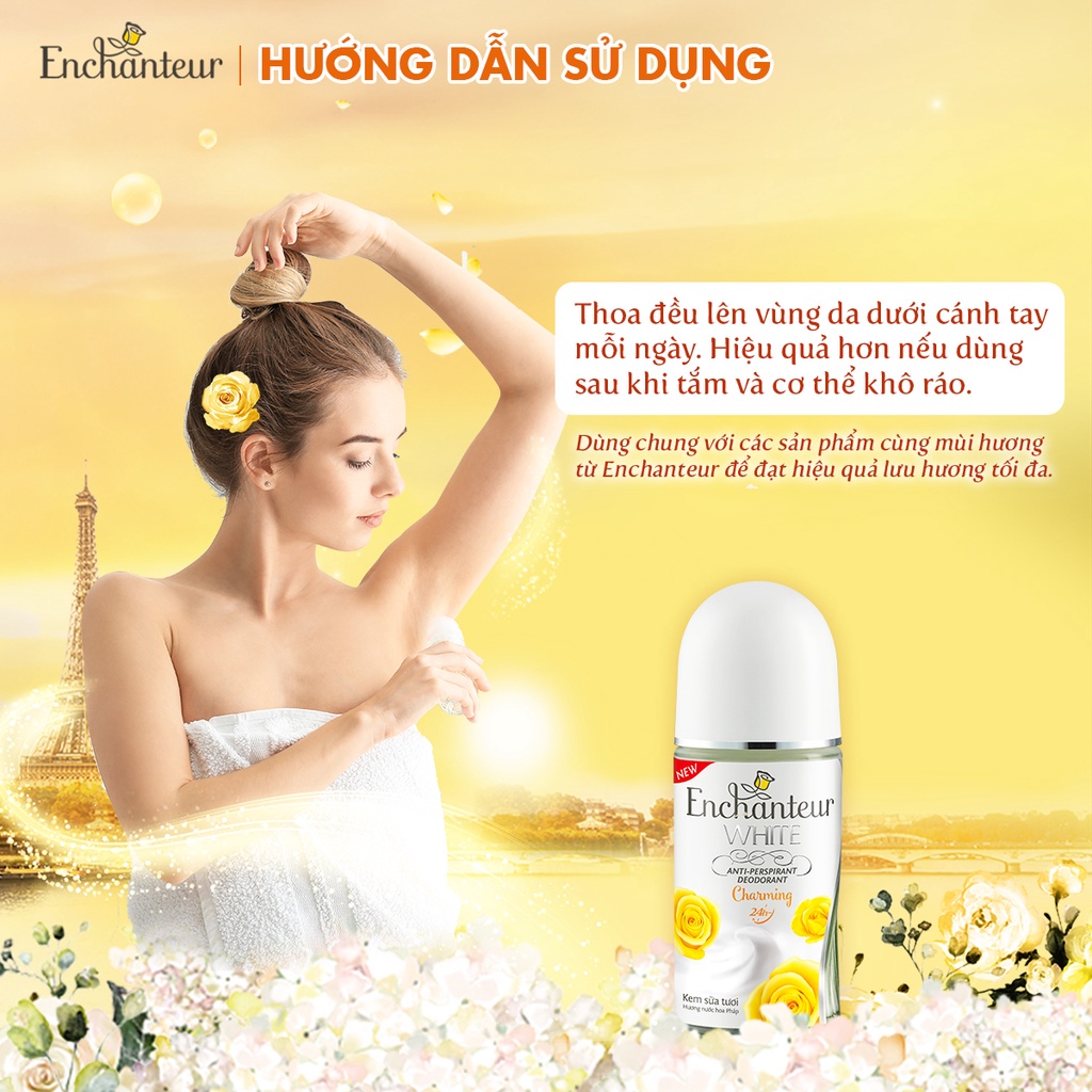 [Combo Valentine] Combo Lăn khử mùi trắng da Enchanteur & Lăn khử mùi Romano kháng khuẩn Classic 50ml/chai