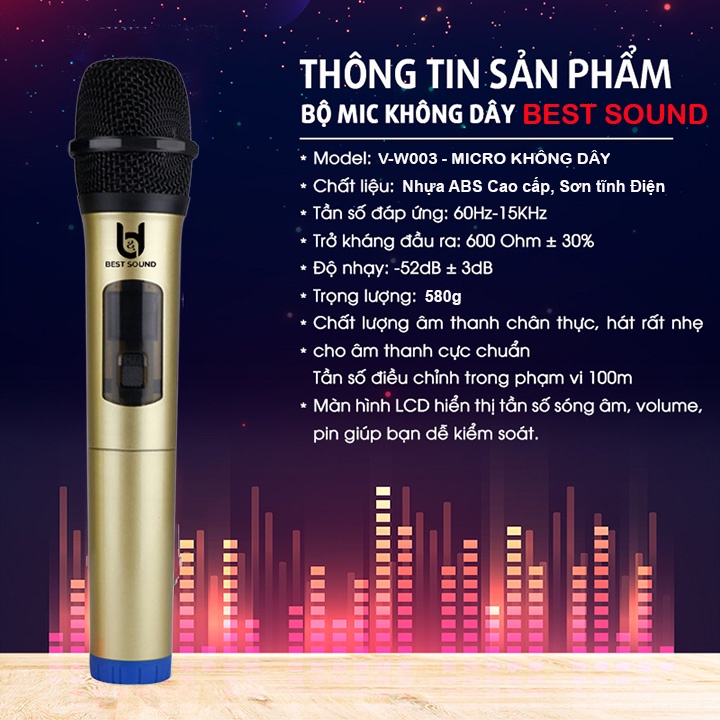 Bộ micro Không dây Karaoke W001 plus+ cao cấp, hút âm, chống hú  - Chuyên dùng cho amply, loa kéo, loa blueto