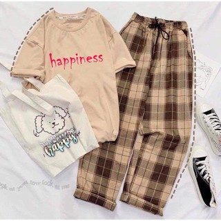 Sét Bộ Đồ Quần Áo Nữ Mặc Đi Chơi, Mặc Ở Nhà Mùa Hè, Áo Thun Phông Cotton Organic In Cô Gái Grey Kèm Quần Jogger