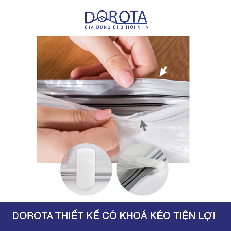 Túi zip chân không quần áo DOROTA không dùng được máy hút tái sử dụng dạng cuộn tròn 40x60cm JY460