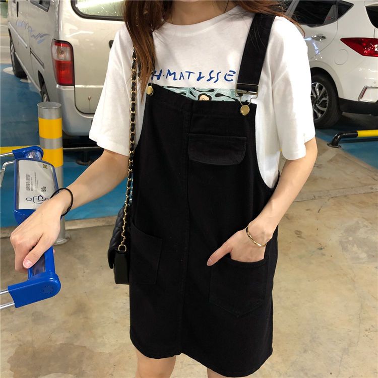 Váy Yếm Denim Dáng Rộng Phong Cách Hàn Quốc Thời Trang Mùa Hè Cho Nữ