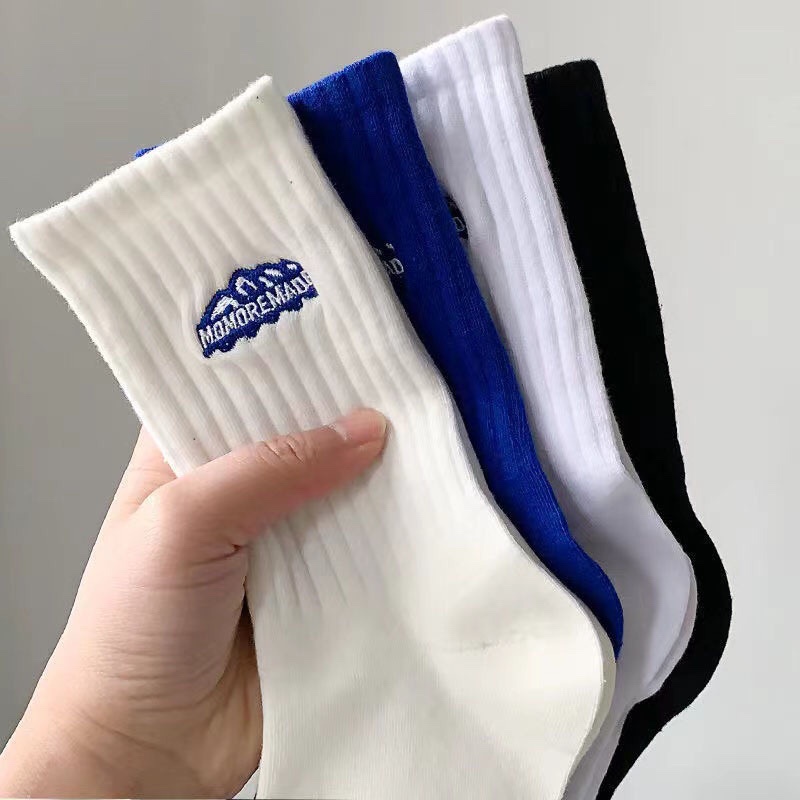 1 Đôi Vớ Cotton Mềm Thoáng Khí Thấm Hút Mồ Hôi Thêu Hình Núi Tuyết Dành Cho Nam Nữ
