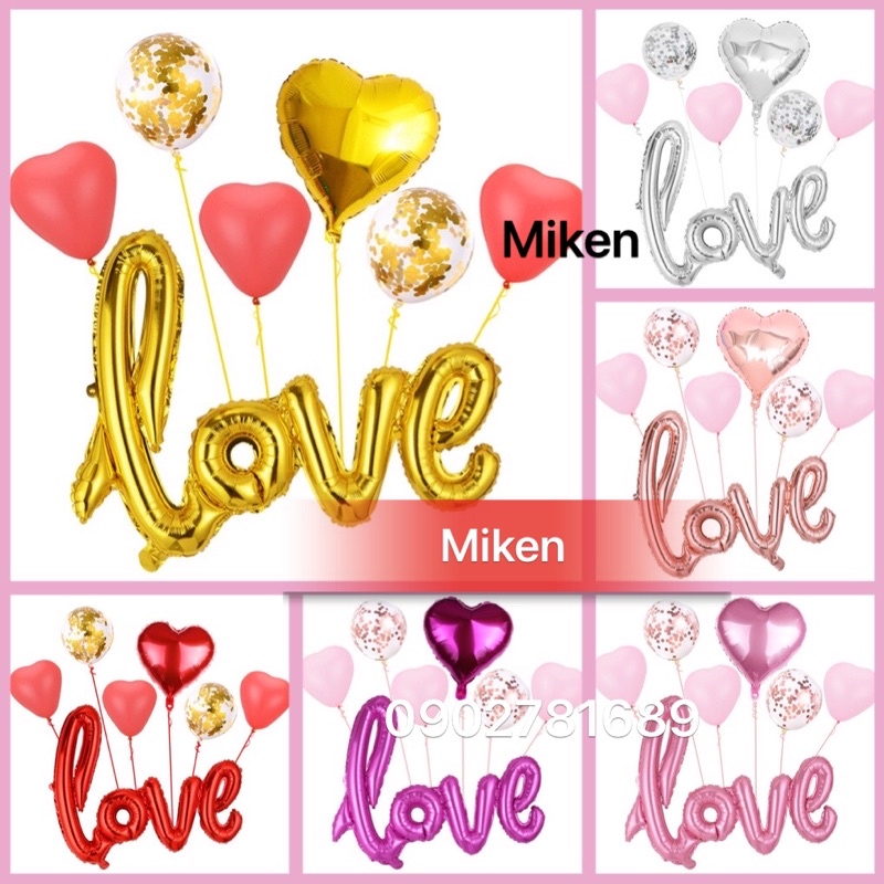 Set trang trí Valentine 14-2 , ngày kỷ niệm, anniversary ,…phụ kiện bóng sinh nhật
