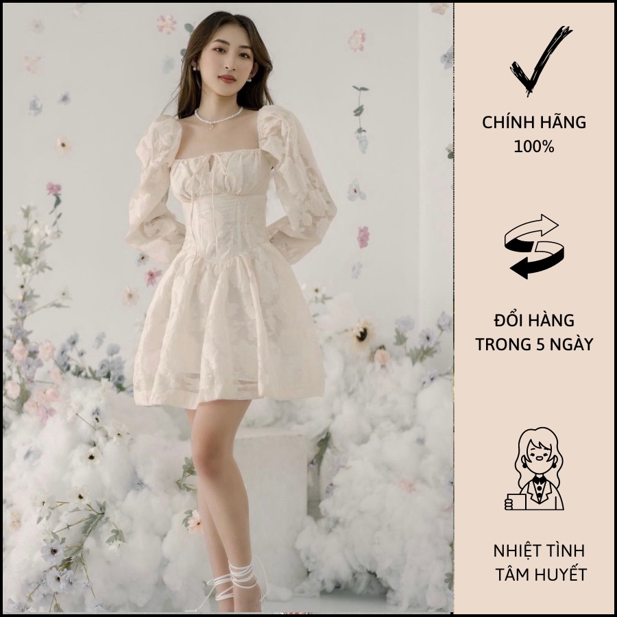Đầm Cổ Vuông Tay Phồng Siêu Xinh - C0495