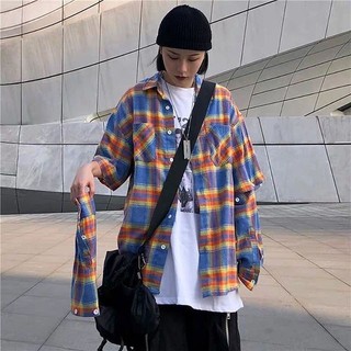 Áo khoác sơ mi kẻ sọc ulzzang unisex