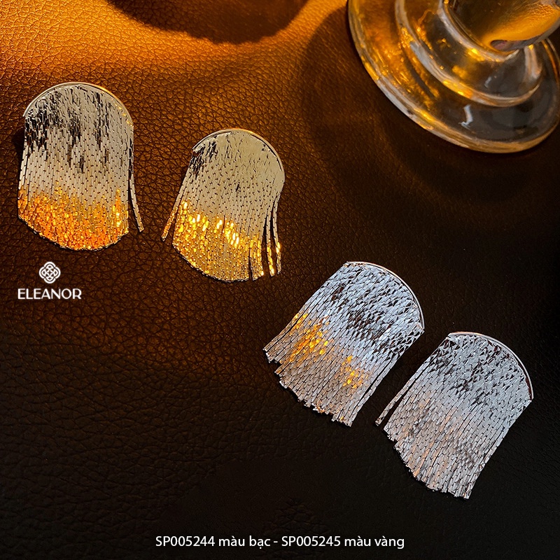 Bông tai nữ chuôi bạc 925 Eleanor Accessories dáng dài tua rua phụ kiện trang sức 5244