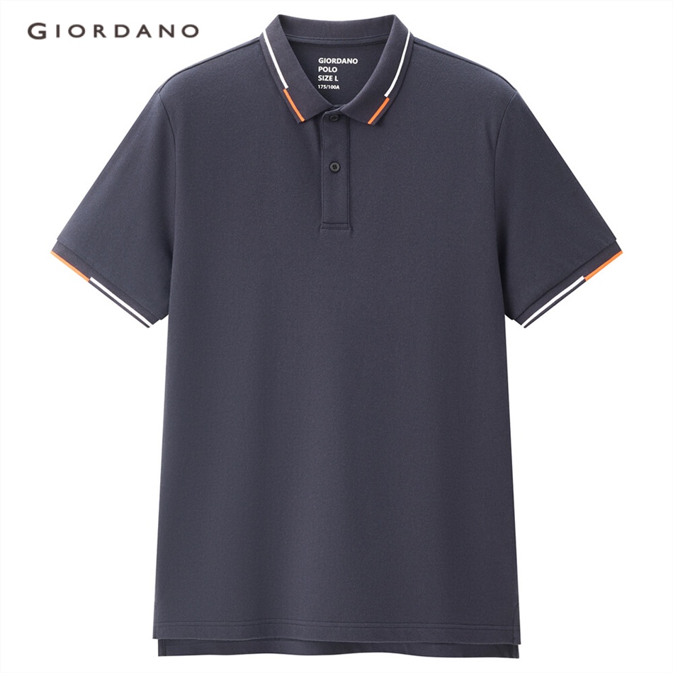 GIORDANO Áo polo nam ngắn tay phối màu tương phản 01012396