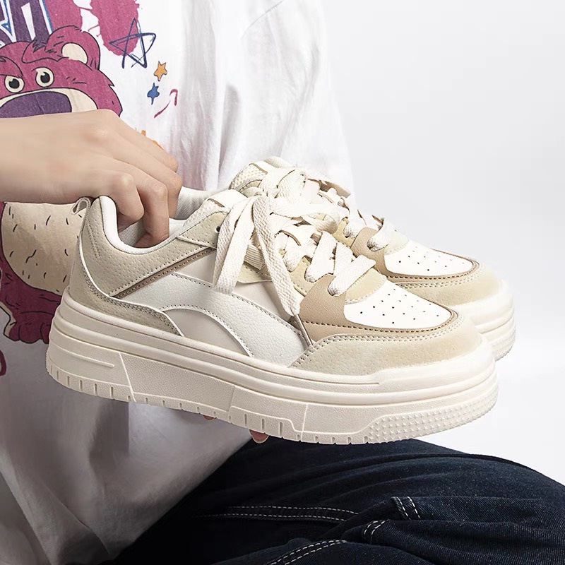 GIÀY THỂ THAO PHỐI MÀU Viền Đen Kem Kèm Ảnh Thật