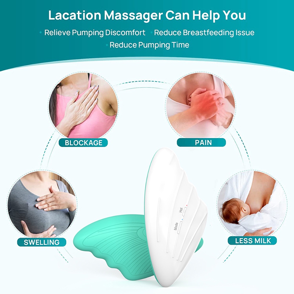 Máy Massage Ngực 6 Chế Độ Rung + 3 Chế Độ Sưởi Ấm Cải Thiện Tình Trạng Tắc Nghẽn Bằng Silicon Mềm
