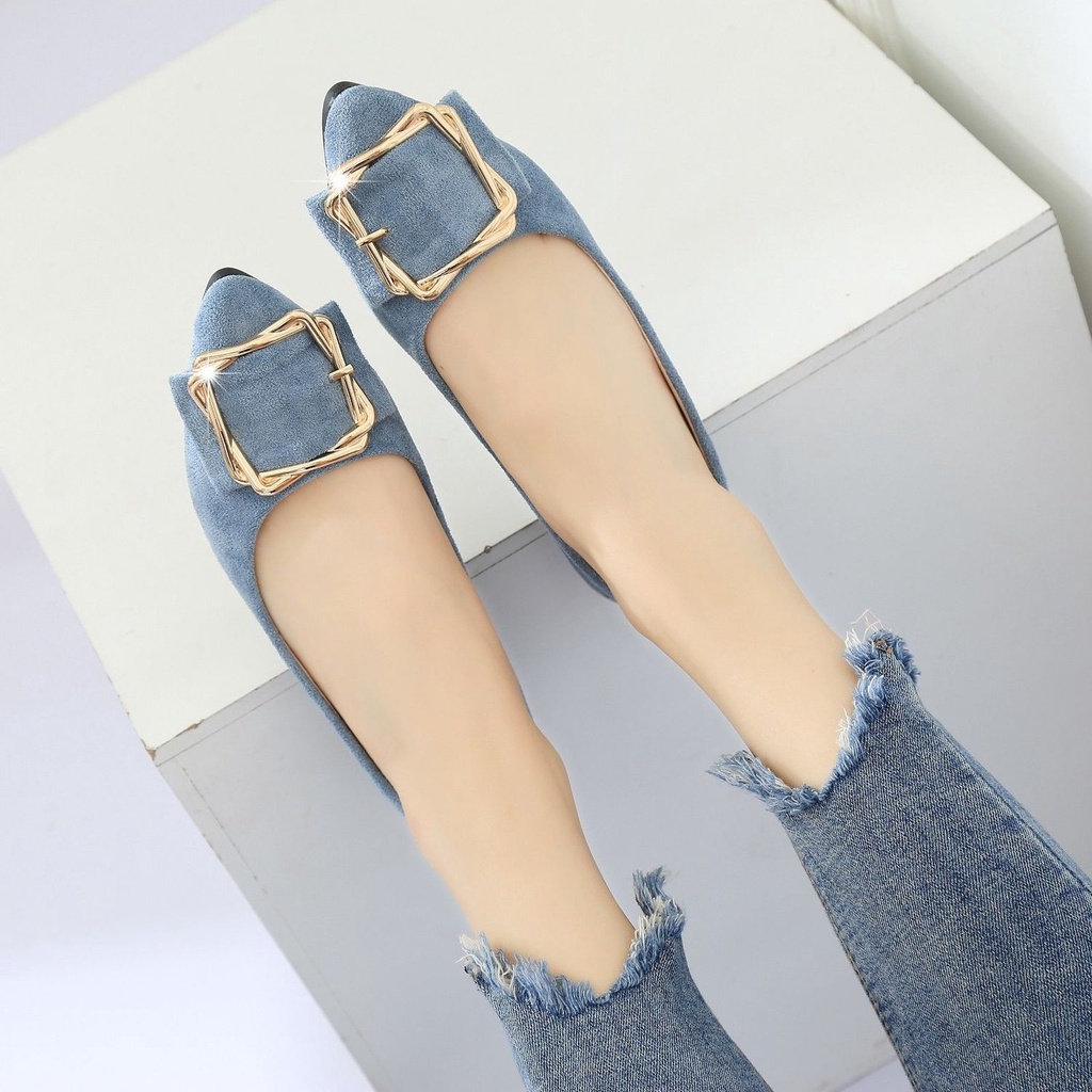 Giày Búp Bê Mũi Nhọn Đế Bằng Mềm Mại Thời Trang Xinh Xắn Cho Nữ