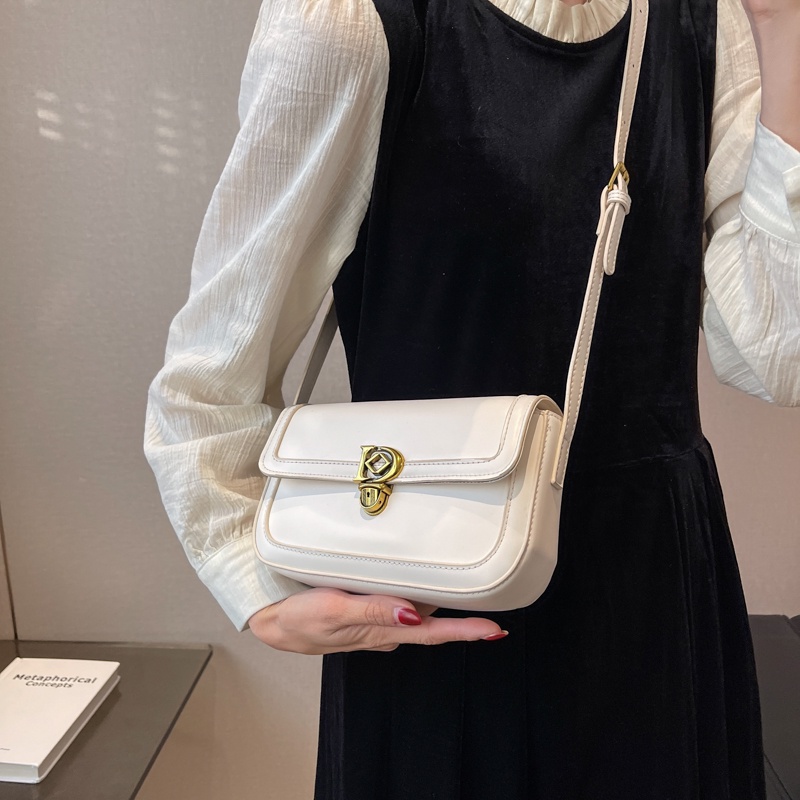 Túi Đeo Chéo Màu Trắng Phong Cách retro Hàn Quốc Đơn Giản Cho Nữ