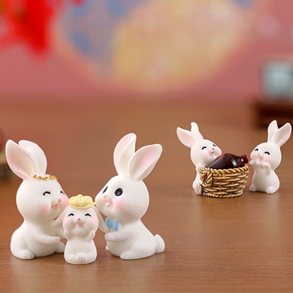 Set 2 Tượng Thỏ Mini Siêu Nhẹ Trang Trí Phòng Ngủ