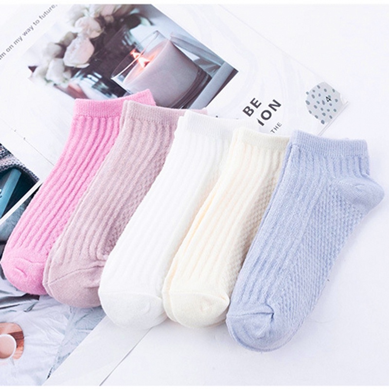 Set 5 Đôi Vớ Thuyền Bằng Cotton Mỏng Nhẹ Thoáng Khí Thoải Mái Chống Trượt Mềm Mại