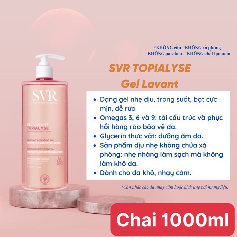 Sữa Rửa Mặt SVR Gel Lavant Topialyse 100/1000ml