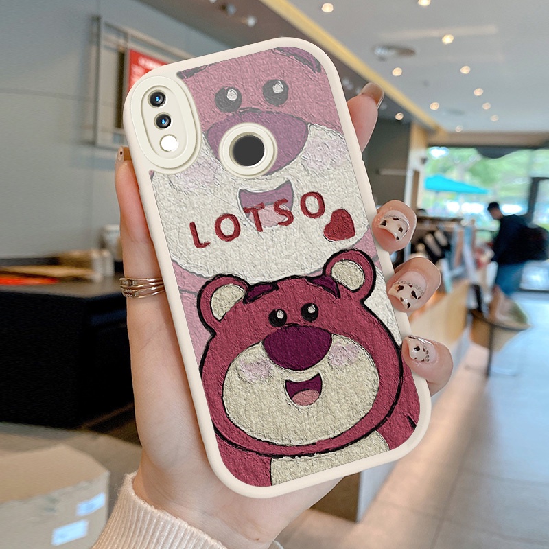 Ốp Điện Thoại Da PU Hình Gấu Dâu Tây Cho Xiaomi Redmi Note 7 Note7 Pro 7S