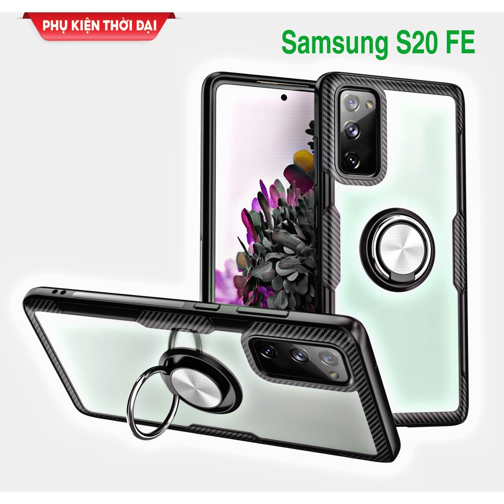 Ốp lưng Samsung S20 FE lưng trong viền màu chống va đập kiểu dáng nhẫn Iring cao cấp