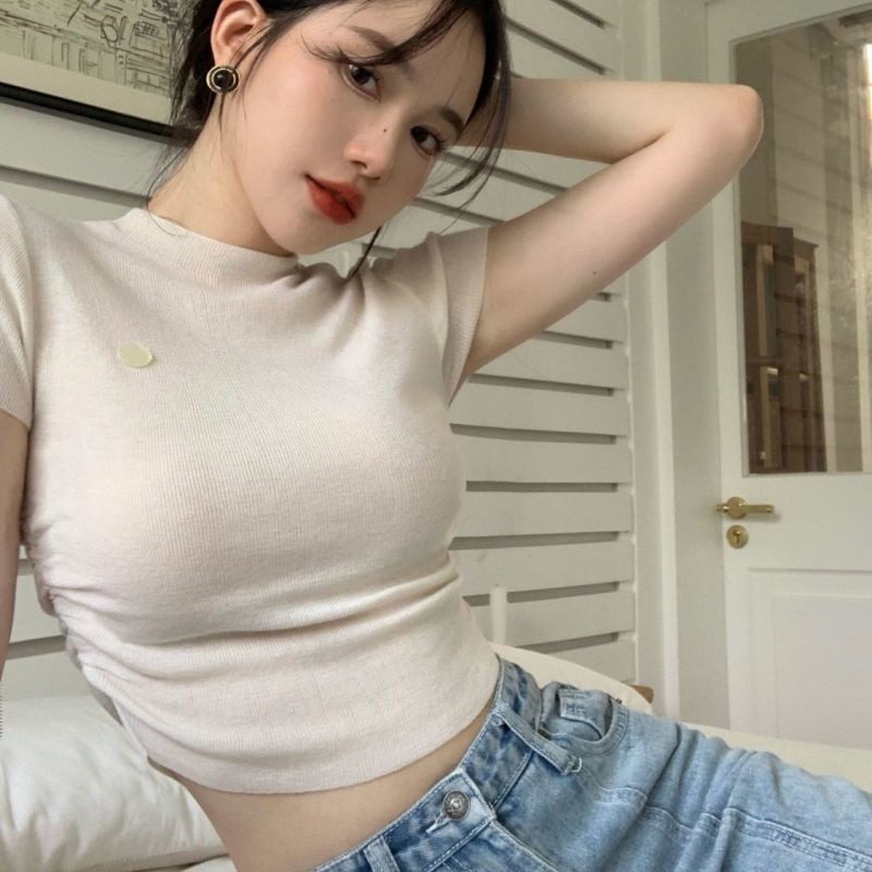 Áo Thun COZOK Tay Ngắn Dáng Ôm Kiểu Vintage Thời Trang