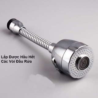 Đầu vòi tăng áp lọc nước xoay 360 độ Inox 2 chế độ dài 20cm