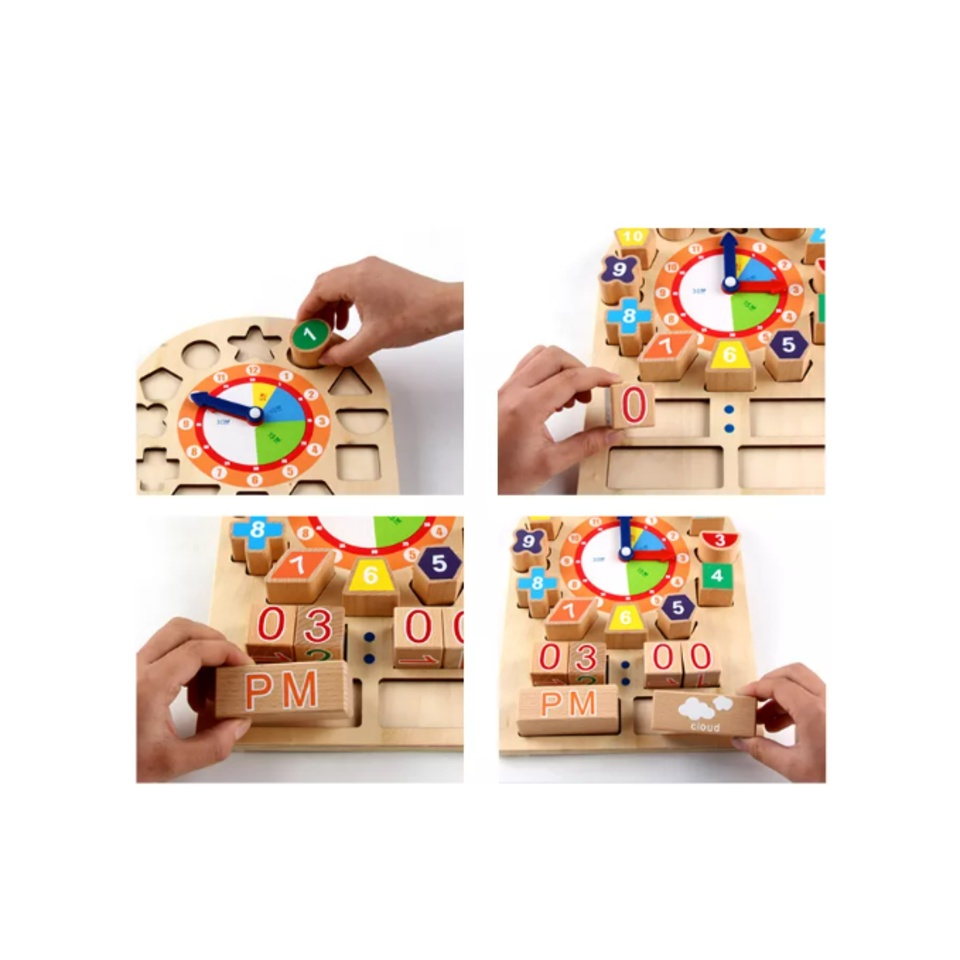 Đồ Chơi Gỗ Ghép Hình Clock Building Blocks