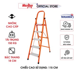 Thang nhôm ghế thắp hương chữ A gấp gọn Nikawa NKS-05, 5 bậc, nhập khẩu Nhật Bản, bảo hành chính hãng