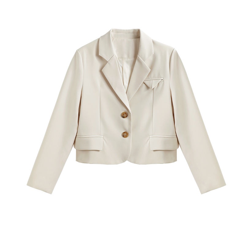 Áo Khoác Vest Dáng Ngắn Màu Be Phong Cách Mới 2023 Thời Trang Mùa Thu Cao Cấp Dành Cho Bạn Nữ / Nam