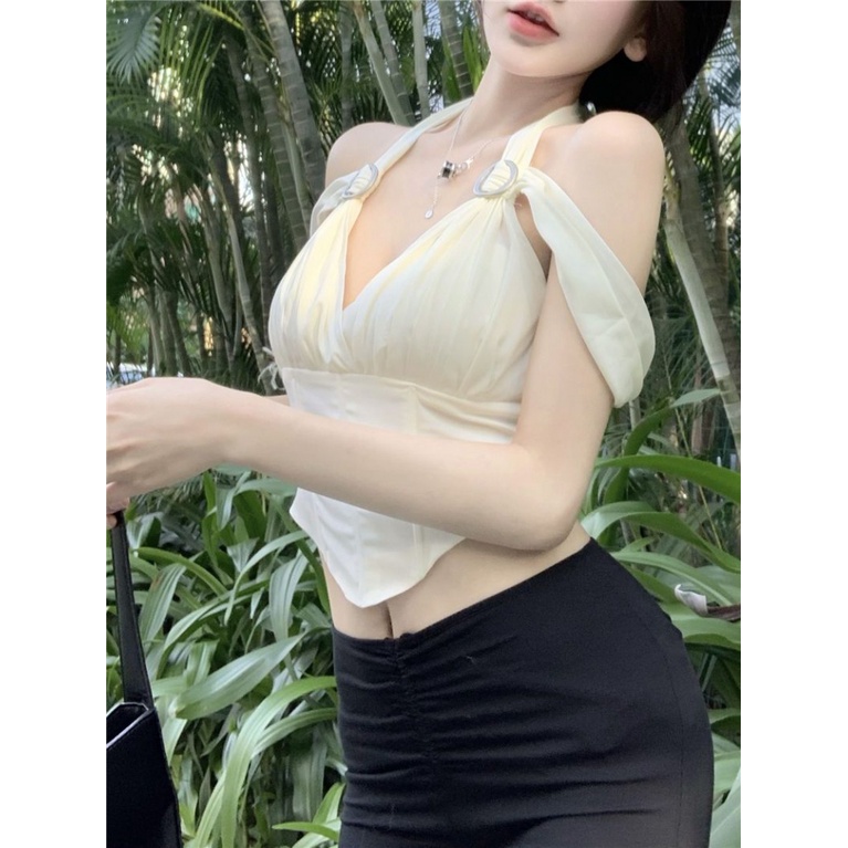 Áo Hai Dây Dáng Ngắn Thời Trang Mùa Hè Quyến Rũ Cho Nữ