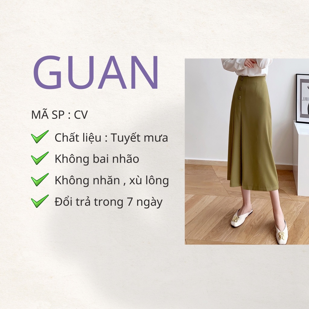 Chân váy xếp ly chữ a công sở dáng dài qua gối,Chân váy chữ a công sở bigsize GUAN