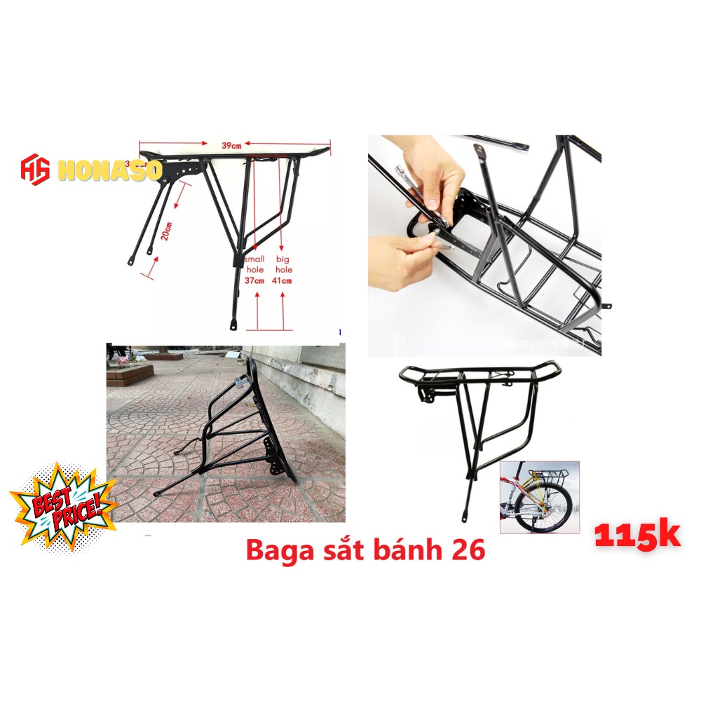 Gacbaga (Baga) dùng cho xe đạp địa hình bánh lắp cho các bánh 24”, 26”, 27,5” |Freeship, bao rẻ