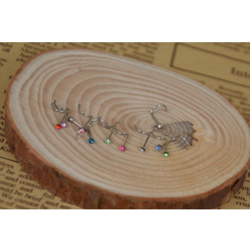 Set 10 Khuyên Mũi Thép Titan Đính Đá 316L