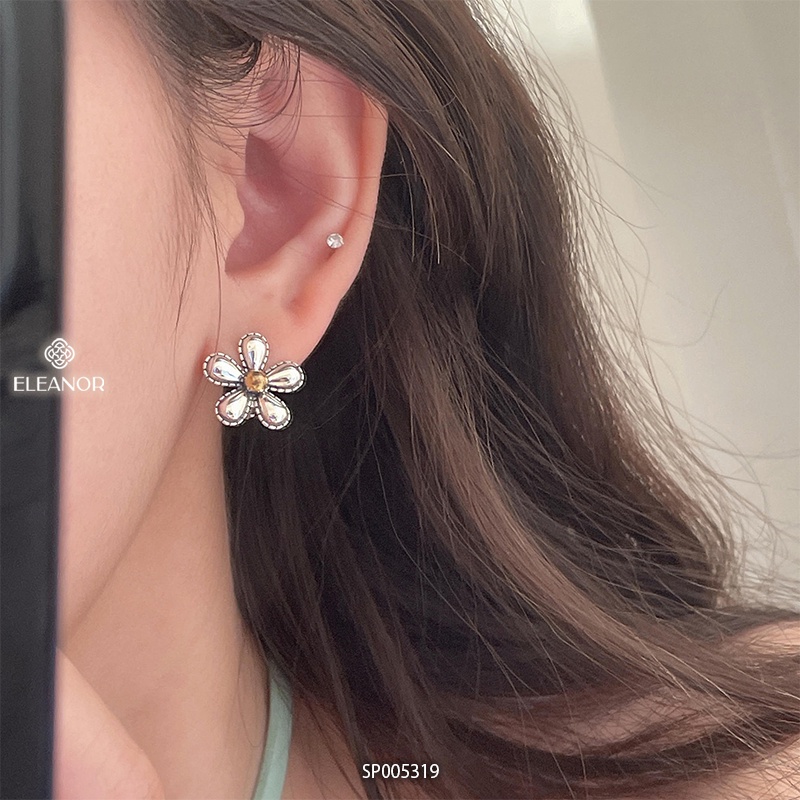 Bông tai nữ chuôi bạc 925 Eleanor Accessories hình hoa basic phụ kiện trang sức 5319