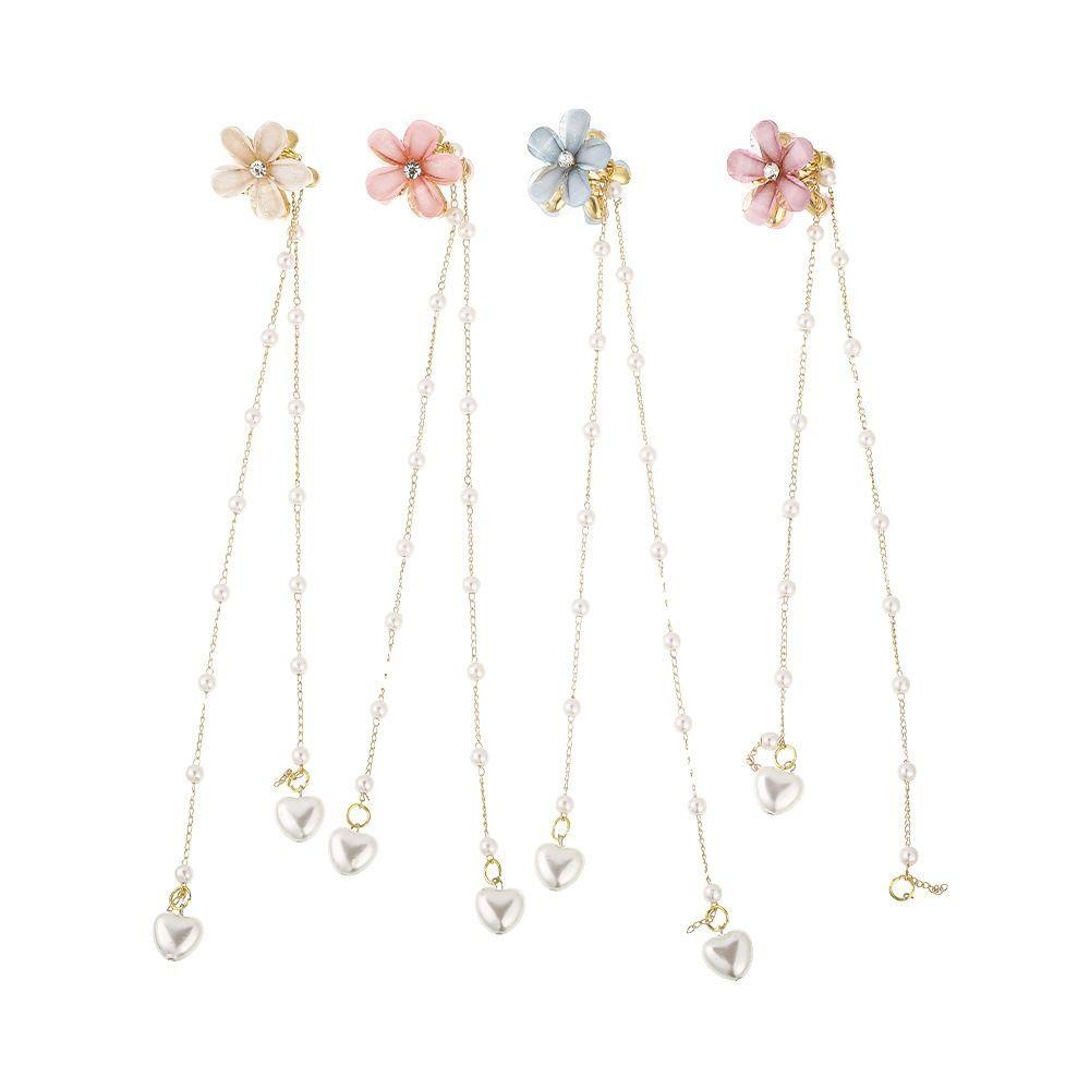 Kẹp Tóc Càng Cua Đính Hoa Phối Tua Rua Dễ Thương Phong Cách Hàn Quốc Cho Nữ