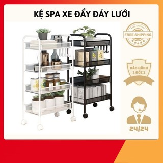 Kệ sắt đa năng 4 tầng - kệ đa năng khay lưới sơn tĩnh điện có bánh xe tiện lợi