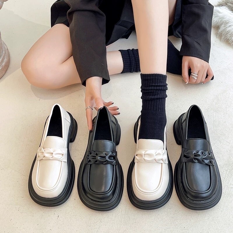 Giày búc bê polo đế xuồng quai dây tết da mềm