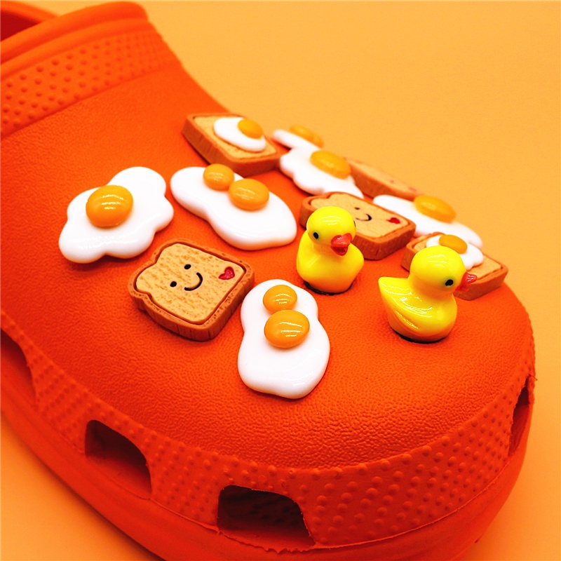 Phụ Kiện Trang Trí Giày / Đồ Ăn Vặt / Đồ Ăn Nhanh Hình Trứng Chiên Hoạt Hình Jibitz Croc